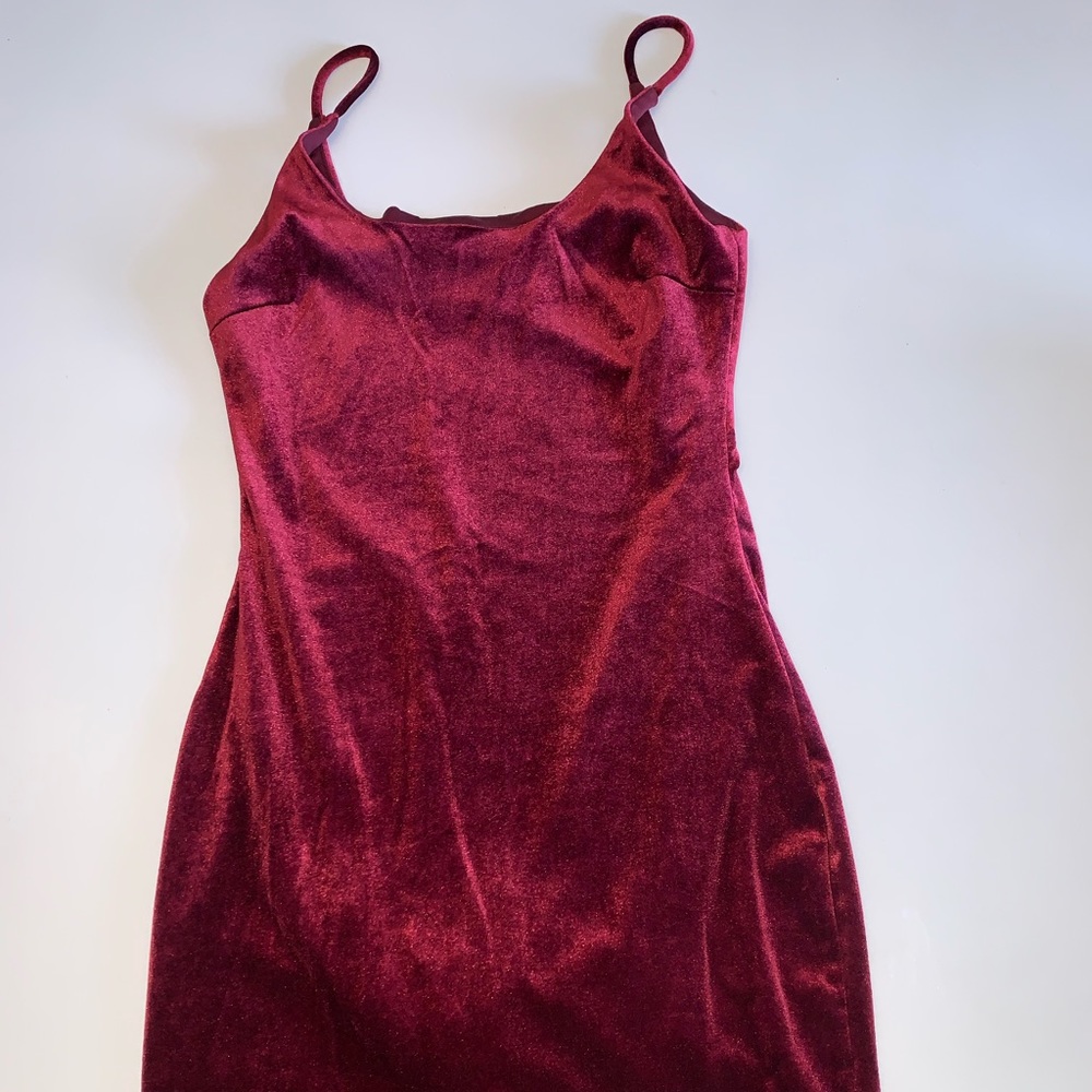 Maroon velvet dress